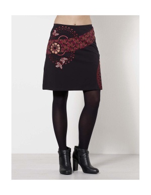 Fusta neagra bumbac print floral - Img 3
