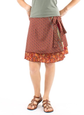 Fusta Sari rosie croi wrap - Img 3
