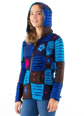 Hanorac blue bumbac cu motive etnice multicolore - Img 1