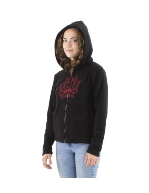 Jacheta neagra cu broderie Lotus - Img 3