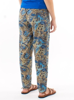 Pantaloni floral blue talie elastica - Img 2