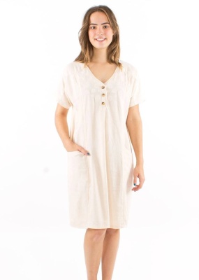 Rochie Boho bej cu broderii spirala - Img 2