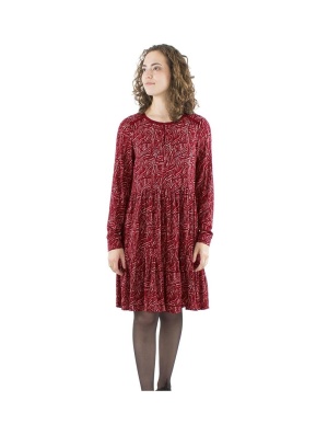 Rochie bordeaux Midi Retro Print Safari - Img 2