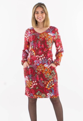 Rochie bordeaux print Peace & Love - Img 1