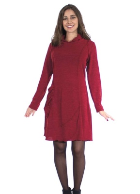 Rochie bordo tricot stil pulover - Img 1