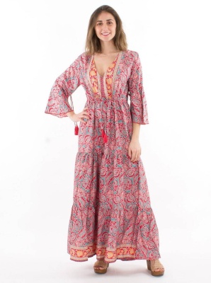 Rochie lunga boema nuanta rose - Img 1