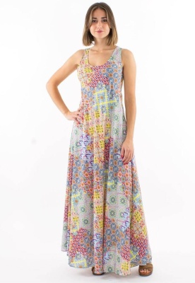 Rochie lunga cu print mozaic - Img 1