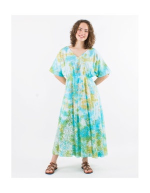 Rochie lunga olive bumbac cu captuseală - Img 2