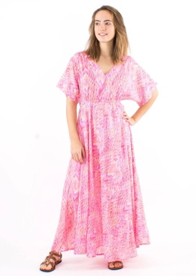 Rochie lunga rose print aztec pastel - Img 3