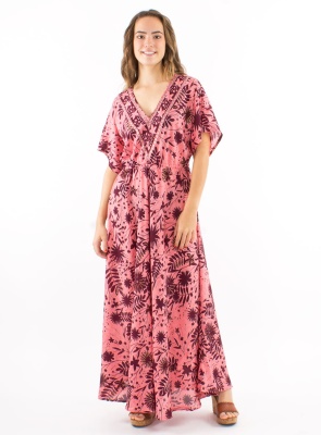 Rochie lungă somon Print Aster Dore - Img 1