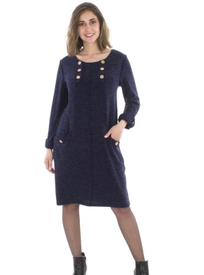 Rochie marine tricot nasturi deco - Img 1