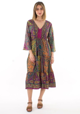 Rochie Midi Etnică Print Patchwork - Img 2