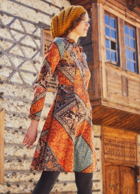 Rochie Midi evazată print etnic - Img 4