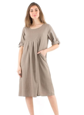 Rochie midi larga nuanta taupe - Img 2