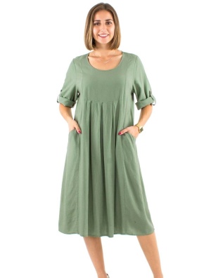 Rochie midi larga verde salvie - Img 2