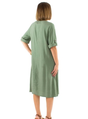 Rochie midi larga verde salvie - Img 3