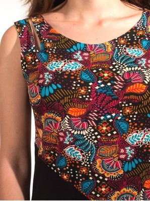 Rochie neagra bbc cu print colorat - Img 4