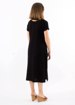 Rochie neagra bumbac cu croi drept - Img 3