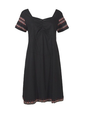 Rochie neagră cu mânecuțe și broderii - Img 1