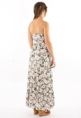 Rochie olive cu print anemone - Img 3