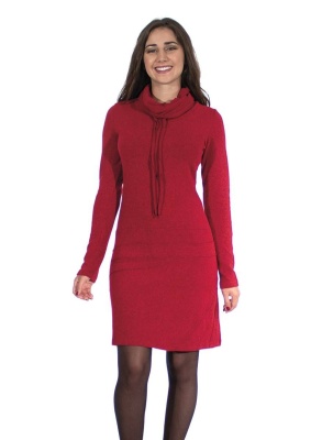 Rochie rosie cu guler drapat - Img 1