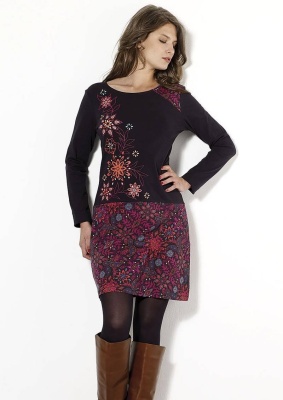 Rochie tricotata bumbac cu print laur - Img 2