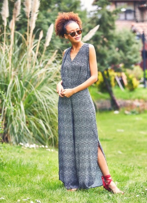 Salopeta Boho Chic alb-negru - Img 3