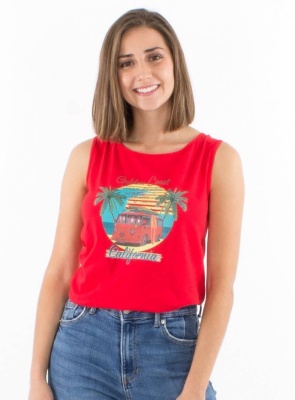 Top rosu hippie bumbac - Img 1
