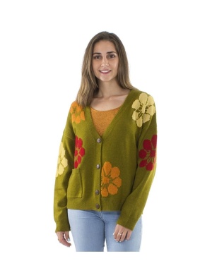 Vesta jacheta kaki Print Fleur - Img 3