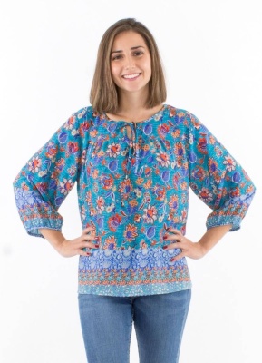 Bluza boema cu flori colorate - Img 2
