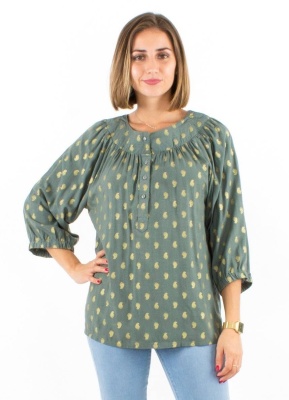 Bluza kaki imprimeu Bali - Img 1