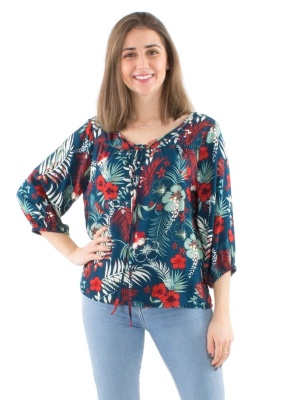 Bluza marine print tropical - Img 1