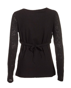 Bluza neagra bumbac cu croi wrap - Img 2