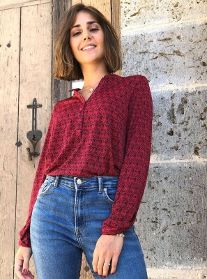Bluza stil camasa cu print bambus - Img 1