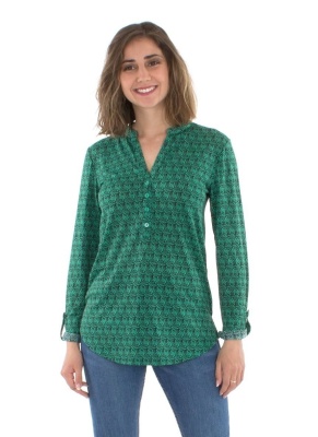 Bluza verde cu print bambus - Img 1