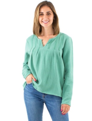 Bluza verde salvie bumbac dublu - Img 1
