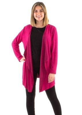 Cardigan asimetric tricot zmeura - Img 1