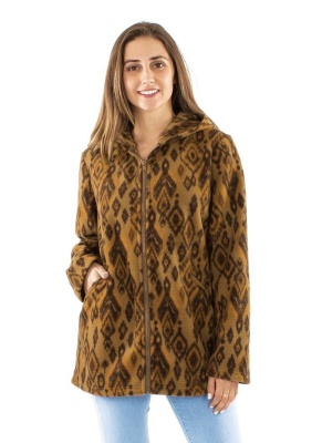 Jacheta lunga polar mustar Print Lovina - Img 1