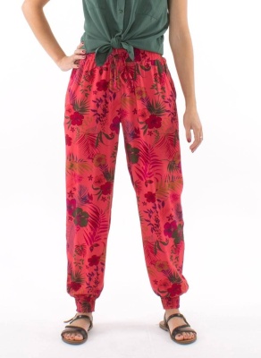 Pantaloni corai print tropical - Img 2