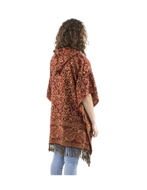 Poncho bordeaux Boho Etnic floral - Img 2
