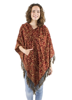 Poncho bordeaux Print Cashmere - Img 1