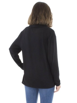 Pulover negru cu croi fluid - Img 3