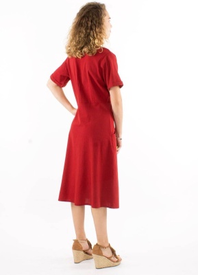 Rochie bbc rosu ruginu cu nasturi - Img 2