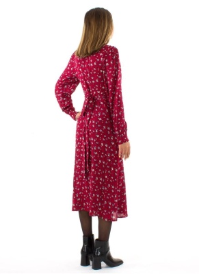 Rochie bordeaux chic cu flori - Img 3