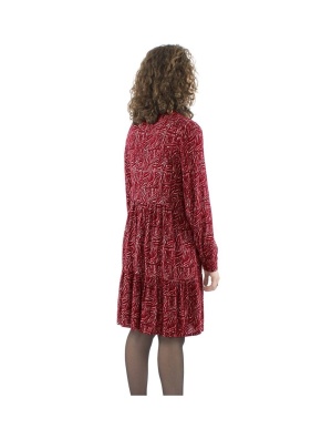 Rochie bordeaux Midi Retro Print Safari - Img 3