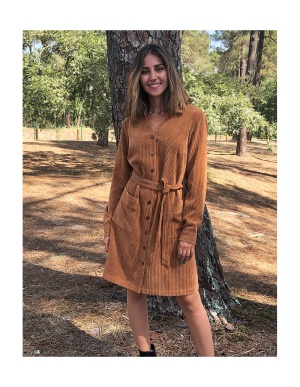 Rochie choco velur cu nasturi - Img 3