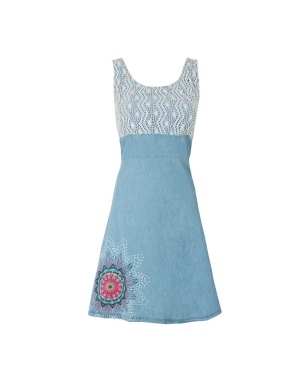 Rochie denim de bumbac cu broderii - Img 3