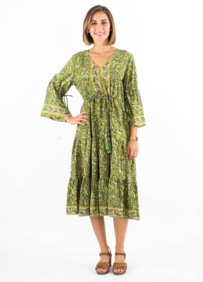 Rochie kaki imprimeu cashmire - Img 1