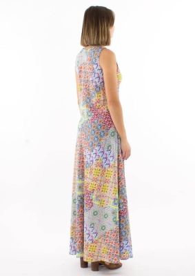 Rochie lunga cu print mozaic - Img 3
