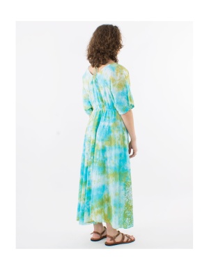 Rochie lunga olive bumbac cu captuseală - Img 3